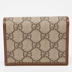 Gucci Brown/Beige GG Supreme Canvas and Leather Horsebit 1955 Card Case