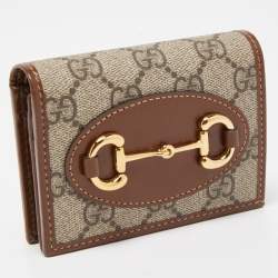 Gucci Brown/Beige GG Supreme Canvas and Leather Horsebit 1955 Card Case