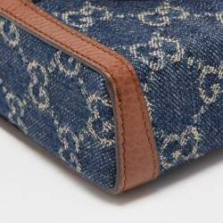Pre Owned Gucci Denim And Leather Mini Horsebit 1955 Mini Crossbody Bag