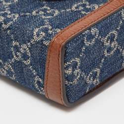 Pre Owned Gucci Denim And Leather Mini Horsebit 1955 Mini Crossbody Bag