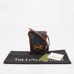Pre Owned Gucci Denim And Leather Mini Horsebit 1955 Mini Crossbody Bag