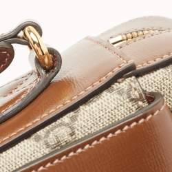 Gucci Brown/Beige GG Supreme Canvas and Leather Small Horsebit 1955 Shoulder Bag