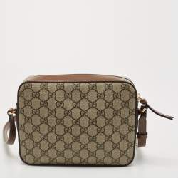 Gucci Brown/Beige GG Supreme Canvas and Leather Small Horsebit 1955 Shoulder Bag