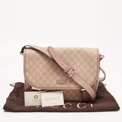 Pre Owned Gucci Old Rose/Beige GG Supreme Canvas Messenger Bag