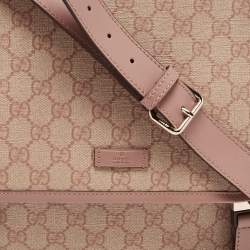 Pre Owned Gucci Old Rose/Beige GG Supreme Canvas Messenger Bag