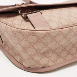 Pre Owned Gucci Old Rose/Beige GG Supreme Canvas Messenger Bag
