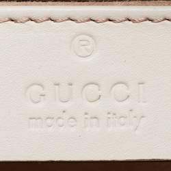 Pre Owned Gucci Off White Leather Mini Web Sylvie Top Handle Bag