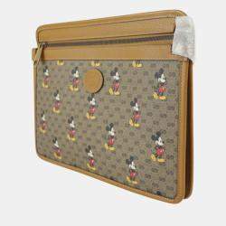 Gucci x Disney Brown GG Canvas and Leather Mickey Mouse Pouch