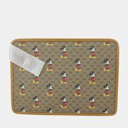 Gucci x Disney Brown GG Canvas and Leather Mickey Mouse Pouch