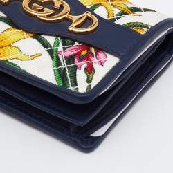 Gucci Multicolor Flora Print Zumi Canvas and Leather Card Case