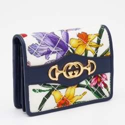 Gucci Multicolor Flora Print Zumi Canvas and Leather Card Case