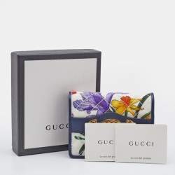 Gucci Multicolor Flora Print Zumi Canvas and Leather Card Case