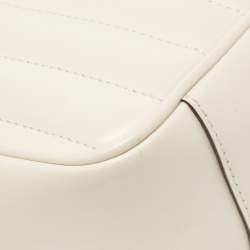 Pre Owned Gucci Off White Mix Quilted Leather Small GG Marmont Shoulder Bag