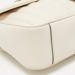 Pre Owned Gucci Off White Mix Quilted Leather Small GG Marmont Shoulder Bag