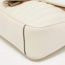 Pre Owned Gucci Off White Mix Quilted Leather Small GG Marmont Shoulder Bag