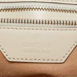 Pre Owned Gucci Off White Mix Quilted Leather Small GG Marmont Shoulder Bag