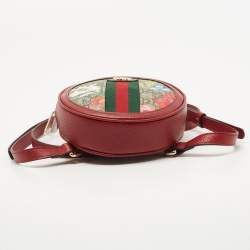 Gucci Red GG supreme Canvas and Leather Mini Floral Ophidia Backpack