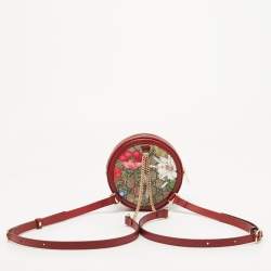 Gucci Red GG supreme Canvas and Leather Mini Floral Ophidia Backpack
