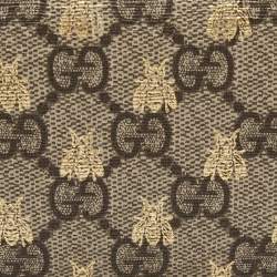 Gucci Beige GG Supreme Canvas and Leather Bee Print Card Case