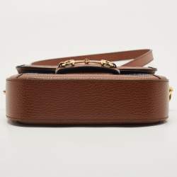 Pre Owned Gucci Blue/Brown GG Denim and Leather Mini Horsebit 1955 Crossbody Bag