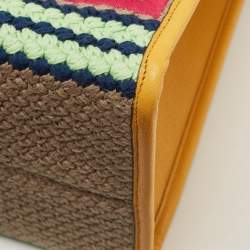 Pre Owned Gucci Multicolor Woven Fabric and Leather Square G Capri Stripe Tote