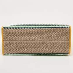 Pre Owned Gucci Multicolor Woven Fabric and Leather Square G Capri Stripe Tote