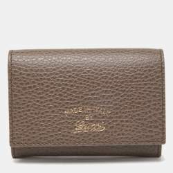 Gucci Grey/Pink Leather Swing Flap Card Case