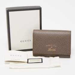 Gucci Grey/Pink Leather Swing Flap Card Case