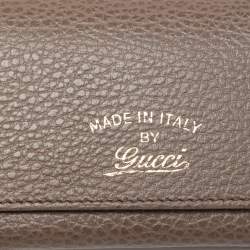 Gucci Grey/Pink Leather Swing Flap Card Case