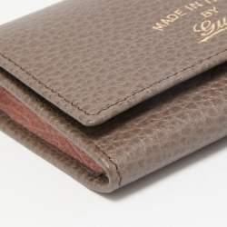 Gucci Grey/Pink Leather Swing Flap Card Case