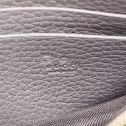 Pre Owned Gucci Grey Leather Interlocking G Flap Wallet on Chain