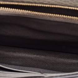 Pre Owned Gucci Grey Leather Interlocking G Flap Wallet on Chain