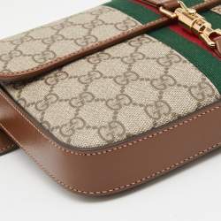 Pre Owned Gucci Beige GG Supreme Canvas and Leather Jackie 1961 Belt Bag