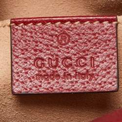 Pre Owned Gucci Red/Beige GG Supreme Canvas Mini Floral Ophidia Crossbody Bag
