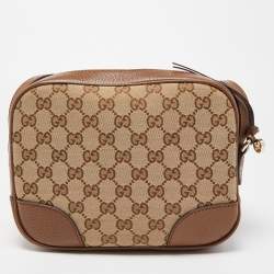 Gucci Brown/Beige GG Canvas and Leather Bree Crossbody Bag