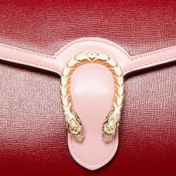 Pre Owned Gucci Red/Pink Leather Mini Dionysus Shoulder Bag    