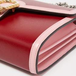 Pre Owned Gucci Red/Pink Leather Mini Dionysus Shoulder Bag    
