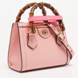 Pre Owned Gucci Pink Leather Mini Diana Tote