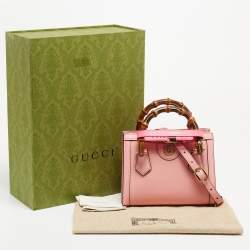 Pre Owned Gucci Pink Leather Mini Diana Tote