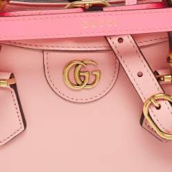 Pre Owned Gucci Pink Leather Mini Diana Tote