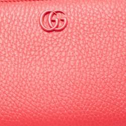 Gucci Pink Leather Double G Zip Around Continental Wallet