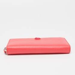 Gucci Pink Leather Double G Zip Around Continental Wallet
