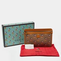 مملوكة مسبقًا Gucci x Disney Brown GG Supreme Canvas and Leather Mini Mickey Mouse Zip Pouch