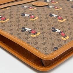 مملوكة مسبقًا Gucci x Disney Brown GG Supreme Canvas and Leather Mini Mickey Mouse Zip Pouch