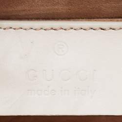 Pre Owned Gucci Off White Leather Mini Web Sylvie Top Handle Bag