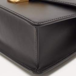 Pre Owned Gucci Black Leather Mini Web Sylvie Top Handle Bag