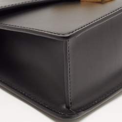 Pre Owned Gucci Black Leather Mini Web Sylvie Top Handle Bag