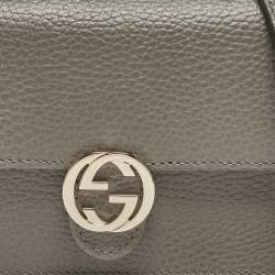 Gucci Grey Leather Interlocking G Wallet On Chain