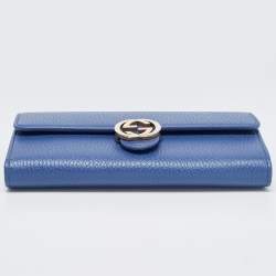 Gucci Blue Leather Interlocking G Continental Wallet