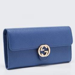 Gucci Blue Leather Interlocking G Continental Wallet